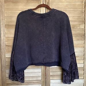 **CLOSING SALE - EVERYTHING MUST GO** 
Free People Black Sweater Velvet Sleeves